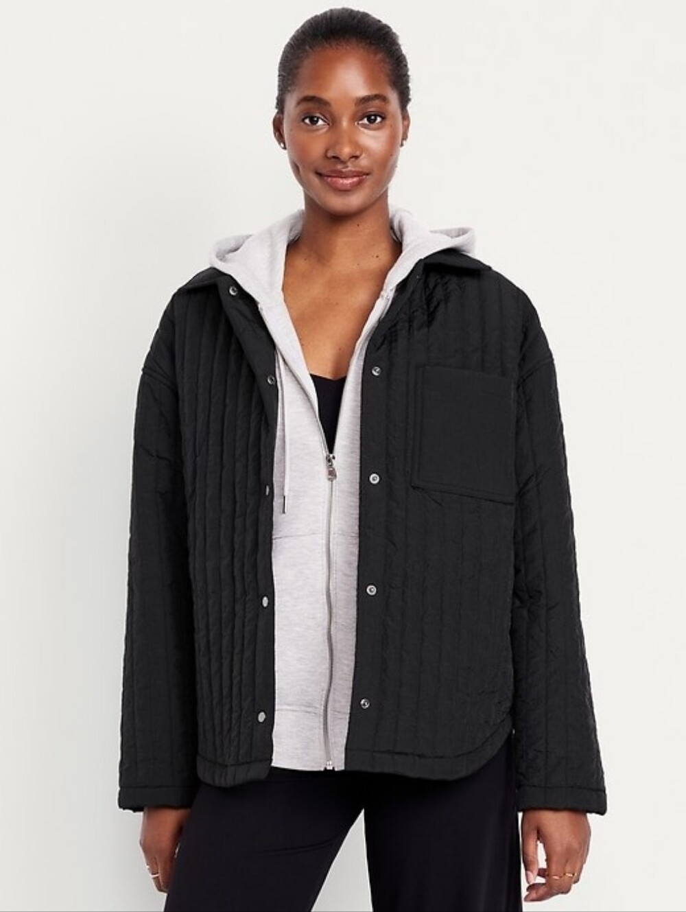 Old Navy #784480 Black Oversized Lightweight Water-Resistant Quilted Jacket NWT